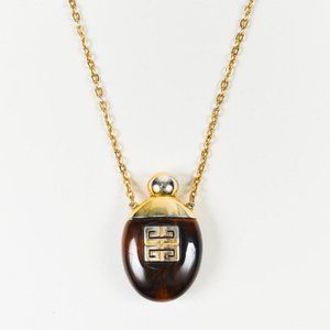 Givenchy Vintage Perfume Bottle Necklace Gold-Tone